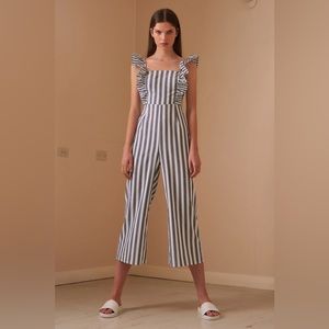 The Fifth Label FLORA STRIPE JUMPSUIT charcoal w white